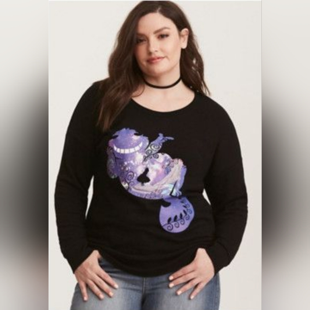 NWT Torrid Disney Black Cheshire Galaxy Sweatershirt